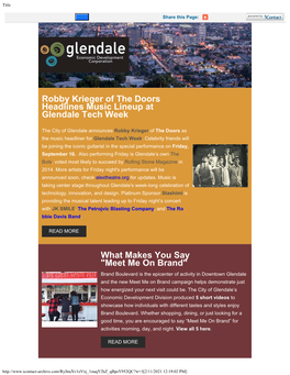 Robby Krieger of the Doors Headlines Music Lineup at Glendale Tech Week