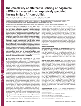 The Complexity of Alternative Splicing of Hagoromo Mrnas Is Increased in an Explosively Speciated Lineage in East African Cichlids