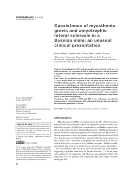 Coexistence of Myasthenia Gravis and Amyotrophic Lateral Sclerosis in a Bosnian Male: an Unusual Clinical Presentation