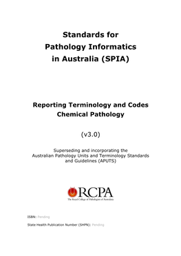 Reporting Terminology and Codes Chemical Pathology (V3.0)