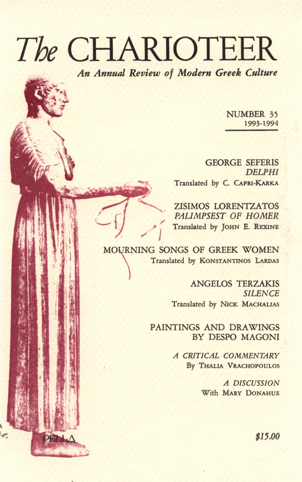 The CHARIOTEER an Annual Review of Modern Greek Culture