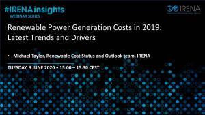 Renewable Power Generation Costs in 2019: Latest Trends and Drivers