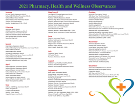 2021 Pharmacy, Health and Wellness Observances