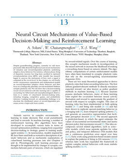 Neural Circuit Mechanisms of Value-Based Decision-Making and Reinforcement Learning A