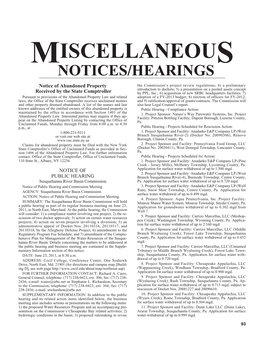 Miscellaneous Notices/Hearings