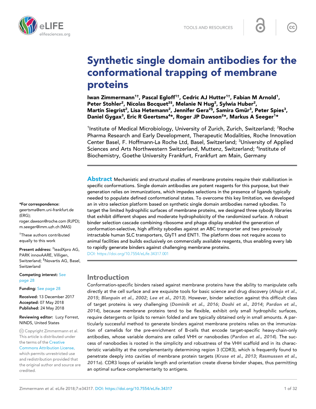 Synthetic Single Domain Antibodies for the Conformational Trapping Of