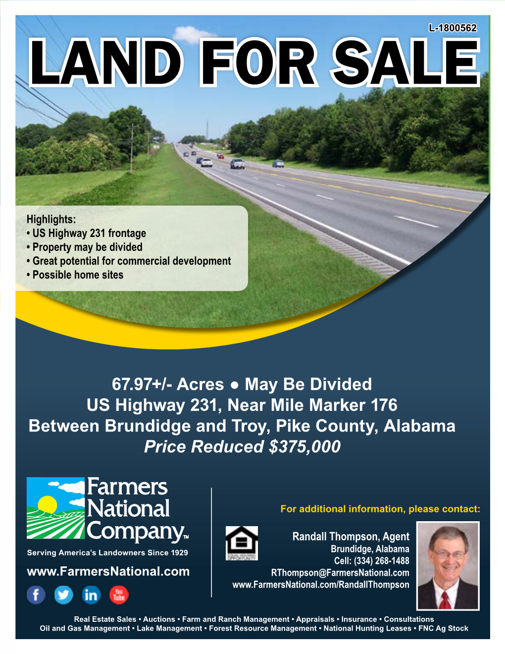 67.97+/- Acres May Be Divided US Highway 231, Near Mile Marker