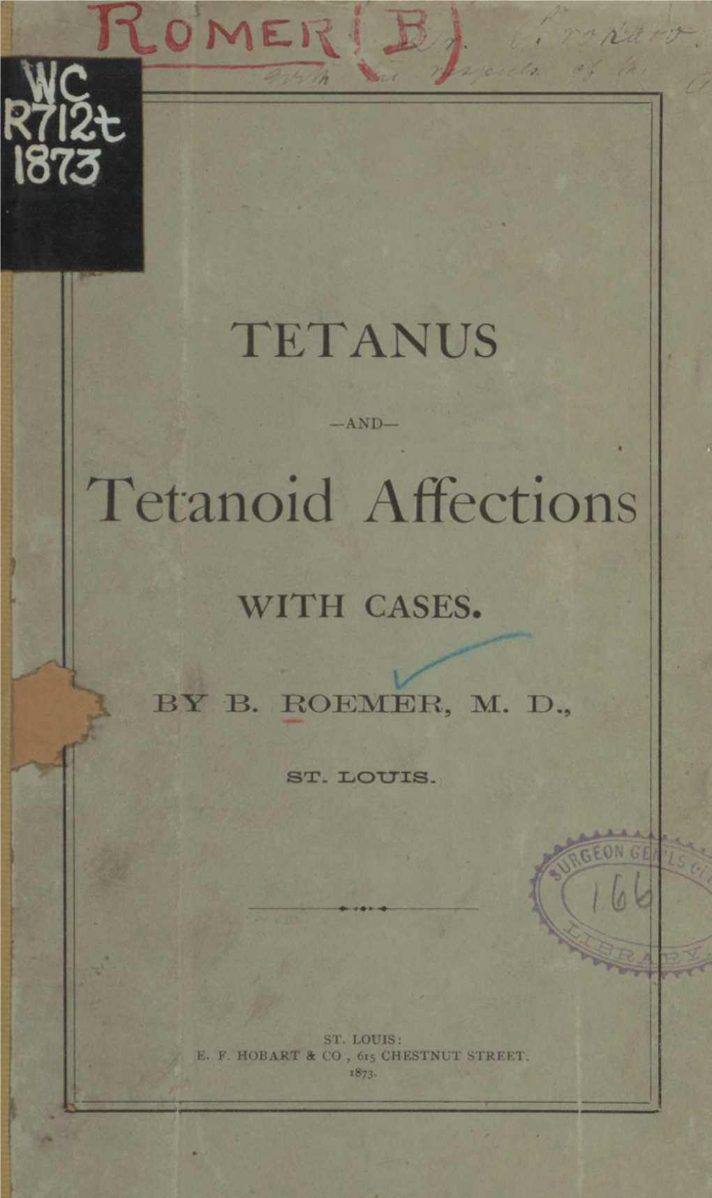 On Tetanus and Tetanoid Affections