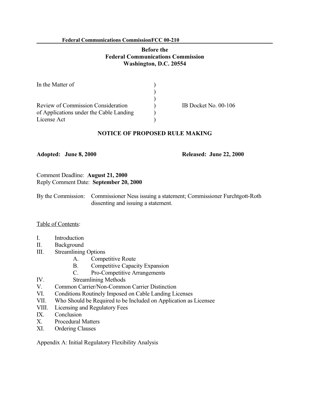 Federal Communications Commission FCC 00-210