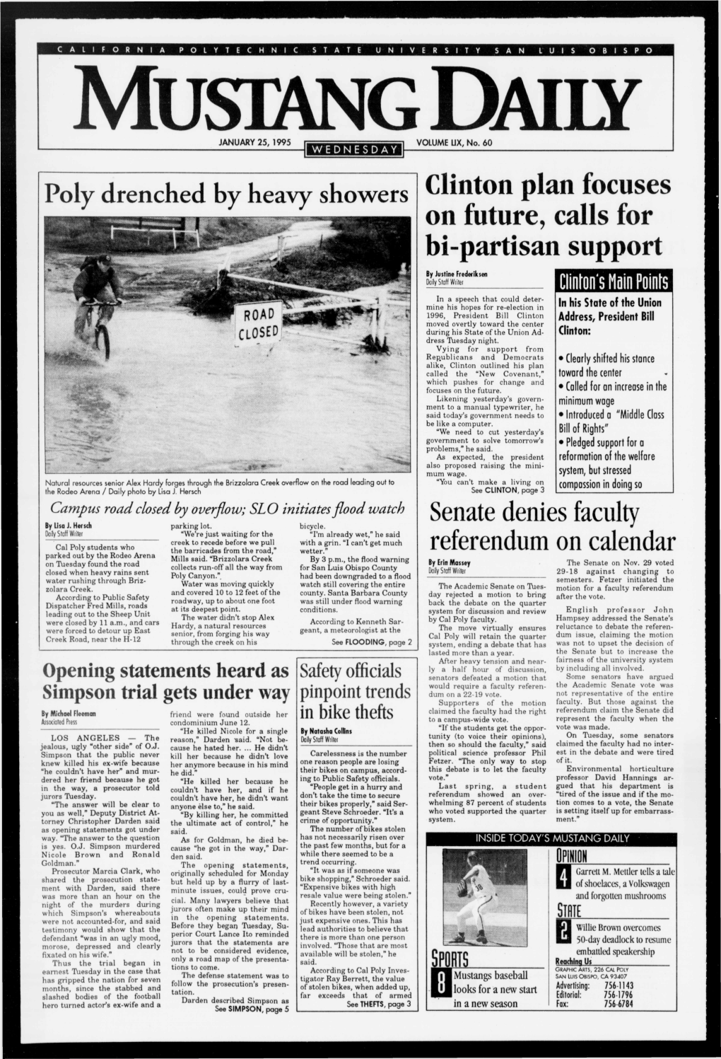 Mustang Daily, January 25, 1995