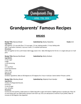 Grandparents' Famous Recipes