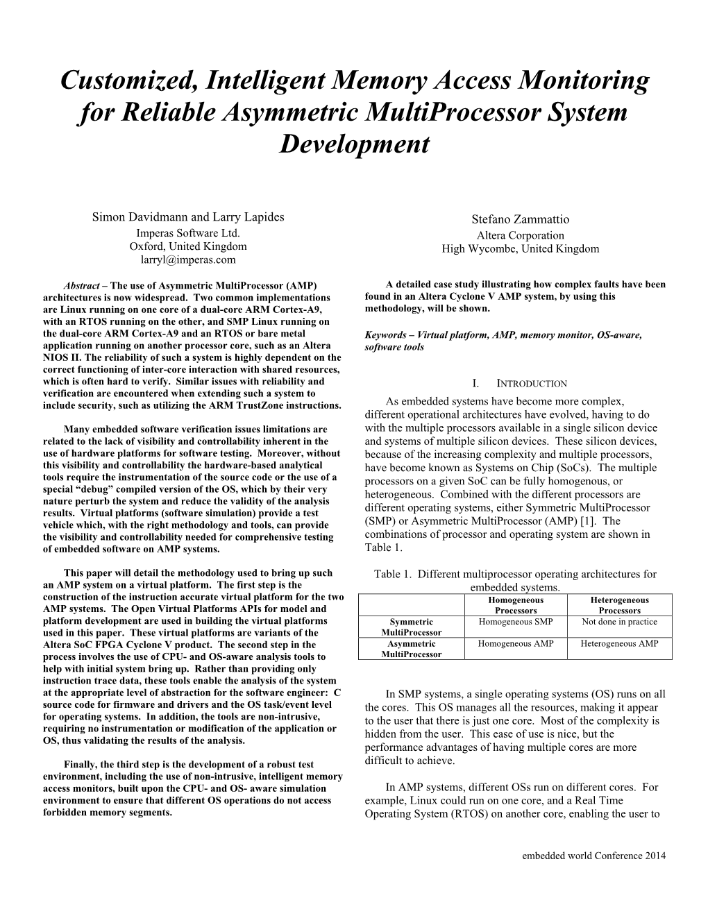 Customized, Intelligent Memory Access Monitoring for Reliable Asymmetric Multiprocessor System Development