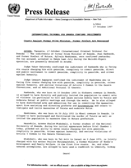 Press Release United Nations Department of Public Information • News Coverage and Accreditation Service • New York L/2841 17 October 1997