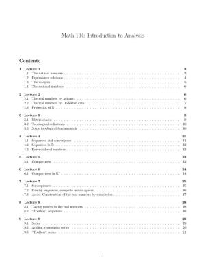 Math 104: Introduction to Analysis