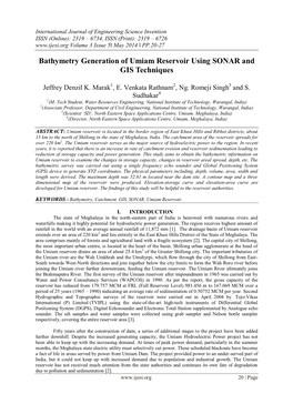 Bathymetry Generation of Umiam Reservoir Using SONAR and GIS Techniques