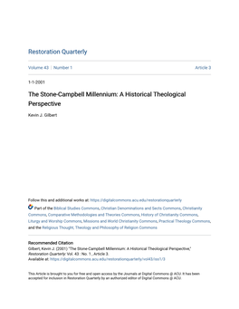 The Stone-Campbell Millennium: a Historical Theological Perspective