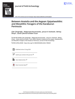 Epipalaeolithic and Mesolithic Foragers of the Karaburun Peninsula