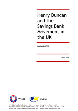 Henry Duncan and the Savings Bank Movement in the UK