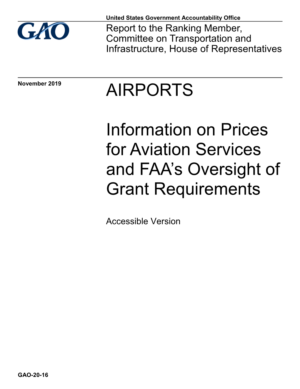 GAO-20-16, Accessible Version, AIRPORTS: Information on Prices