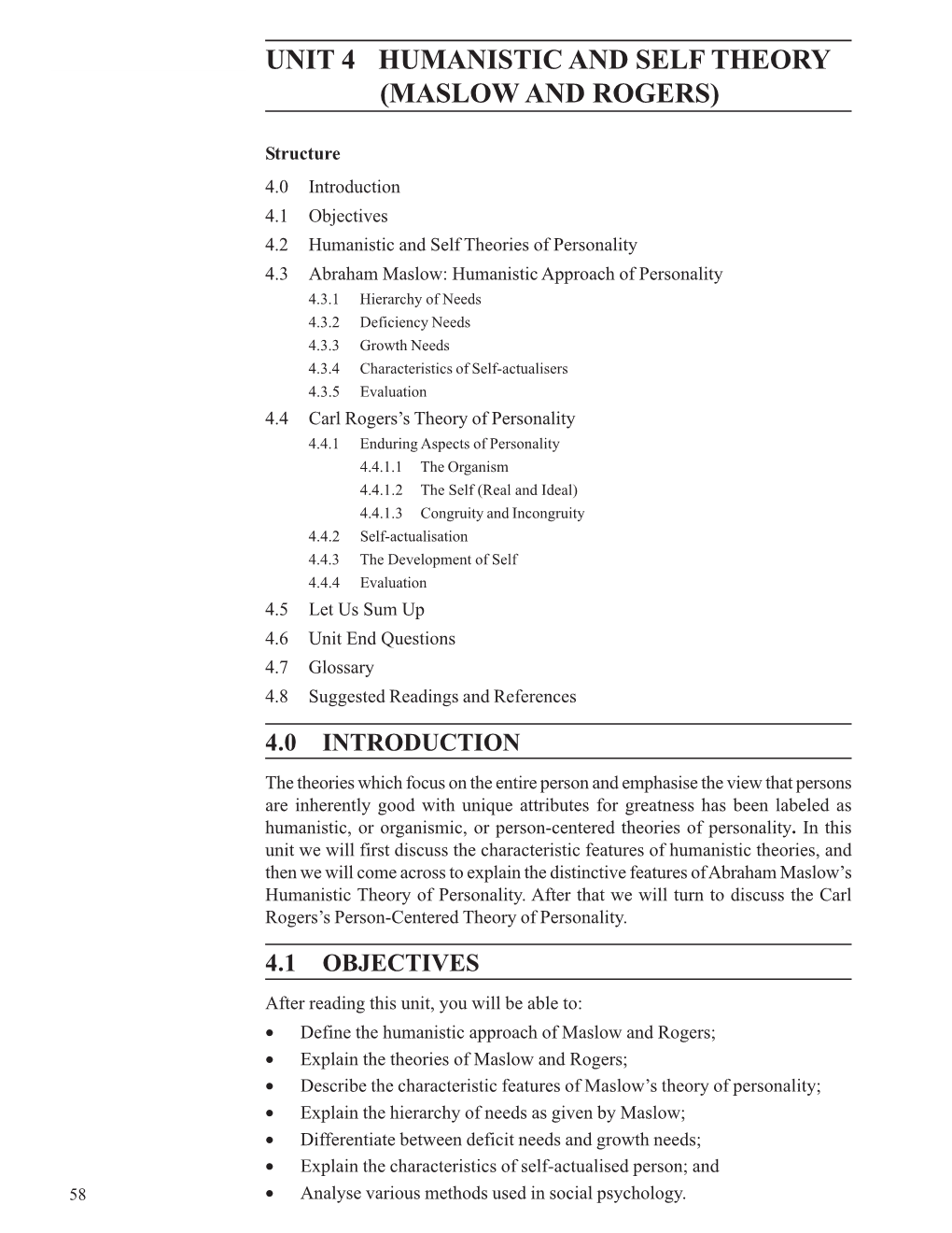 Unit 4 Humanistic and Self Theory (Maslow and Rogers)