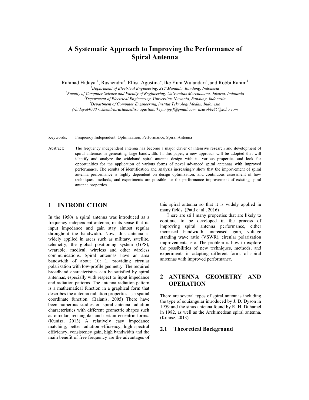 A Systematic Approach to Improving the Performance of Spiral Antenna