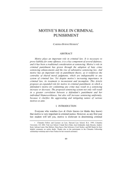 Motive's Role in Criminal Punishment