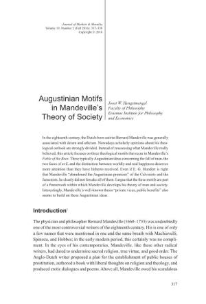 Augustinian Motifs in Mandeville's Theory of Society