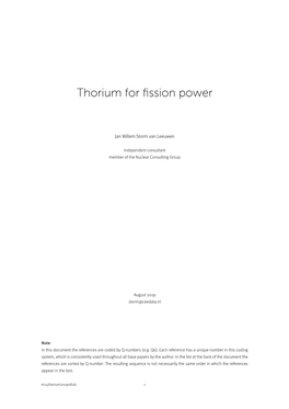 Thorium for Fission Power