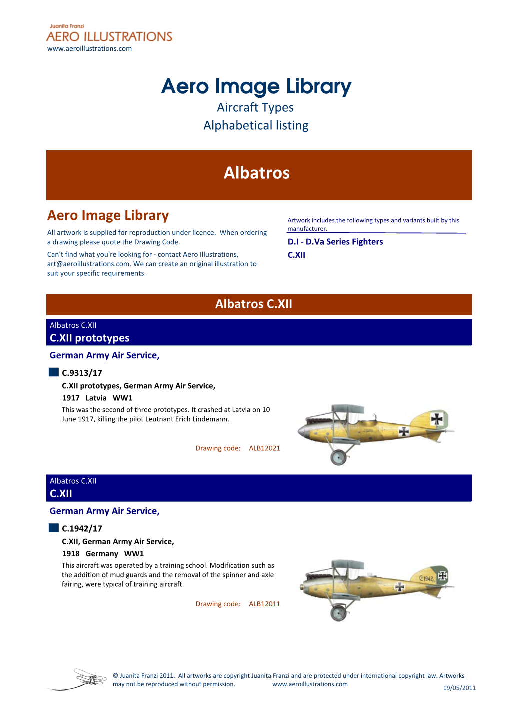 Aero Image Library Aircraft Types Alphabetical Listing