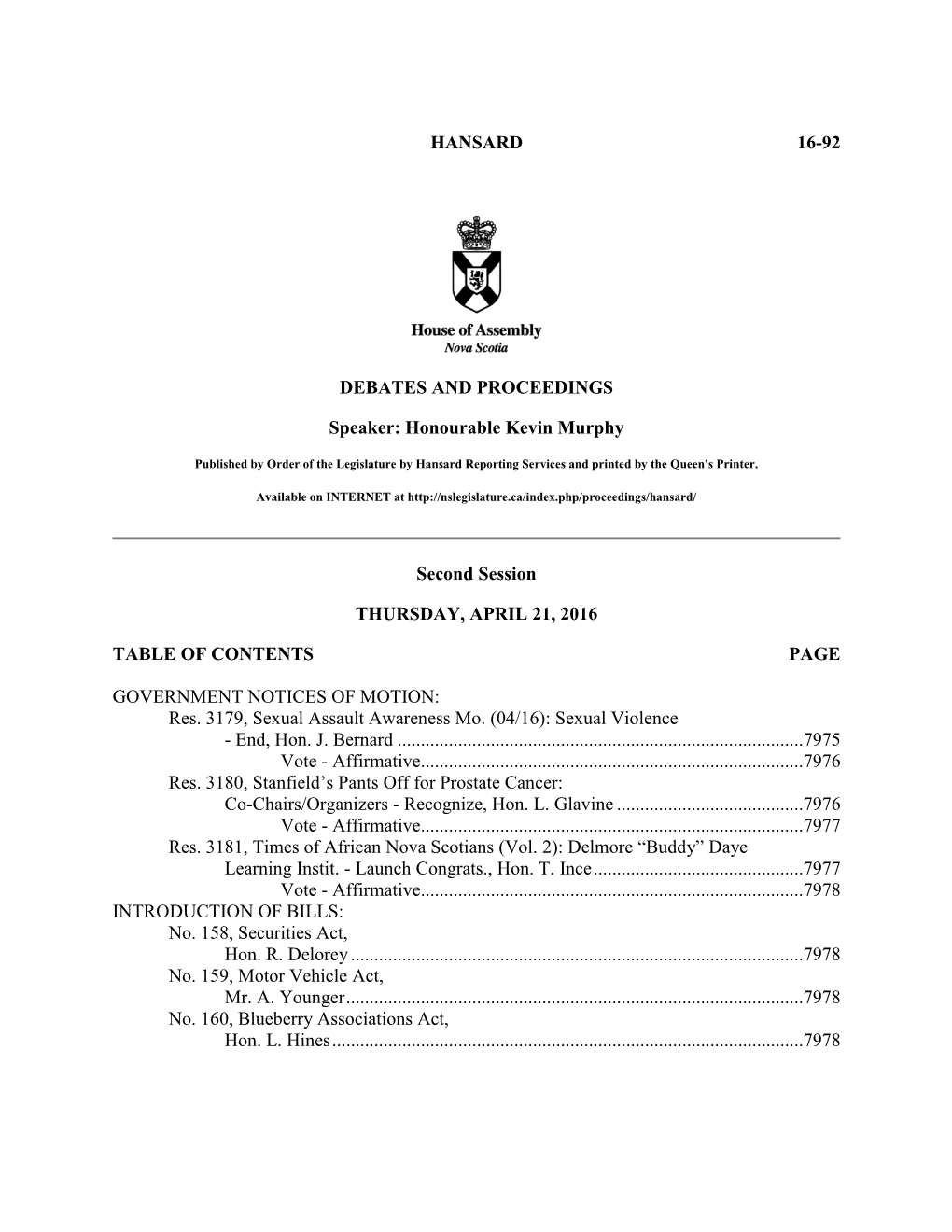 Legislative Proceedings