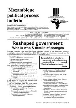 Mozambique Political Process Bulletin Reshaped