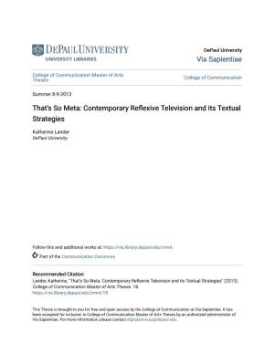 Contemporary Reflexive Television and Its Textual Strategies