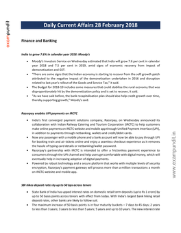 Daily Current Affairs 28 February 2018