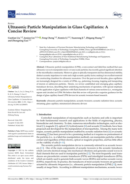Ultrasonic Particle Manipulation in Glass Capillaries: a Concise Review
