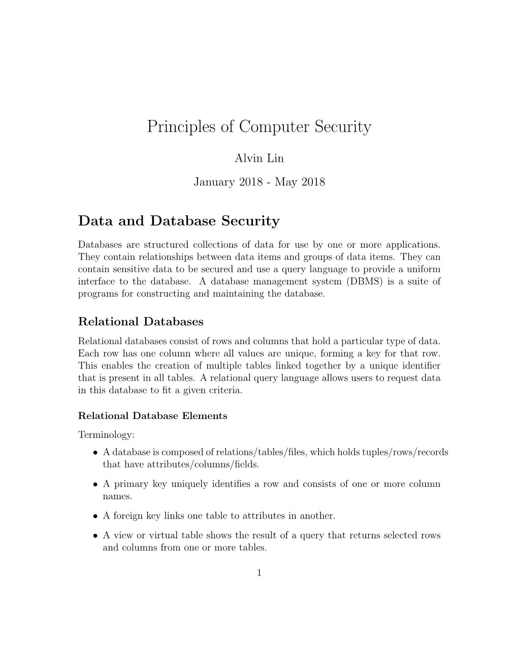 Principles of Computer Security