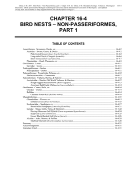 Volume 2, Chapter 16-4: Bird Nests-Non-Passeriformes, Part 1