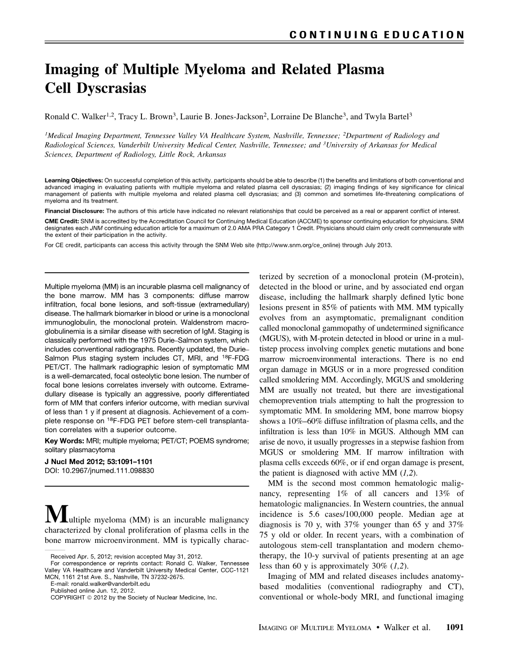 Imaging of Multiple Myeloma and Related Plasma Cell Dyscrasias