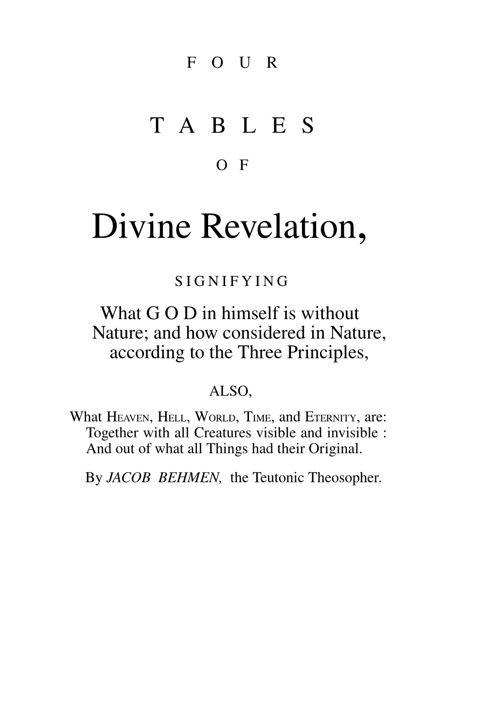 Four Tables of Divine Revelation