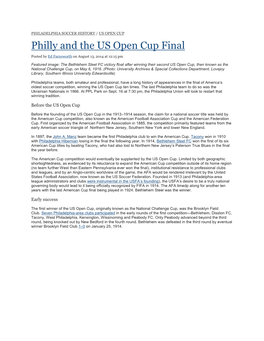 Philly and the US Open Cup Final Posted by Ed Farnsworth on August 13, 2014 at 12:15 Pm