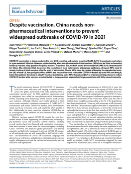 Despite Vaccination, China Needs Non-Pharmaceutical Interventions To