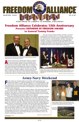 Freedom Alliance Celebrates 15Th Anniversary Presents DEFENDER of FREEDOM AWARD to General Tommy Franks