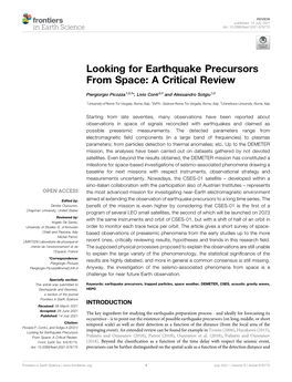 Looking for Earthquake Precursors from Space: a Critical Review