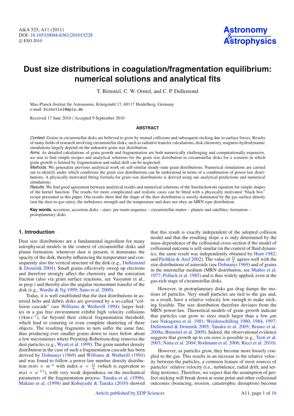 Dust Size Distributions in Coagulation/Fragmentation Equilibrium: Numerical Solutions and Analytical ﬁts