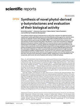 Synthesis of Novel Phytol-Derived Γ-Butyrolactones and Evaluation Of