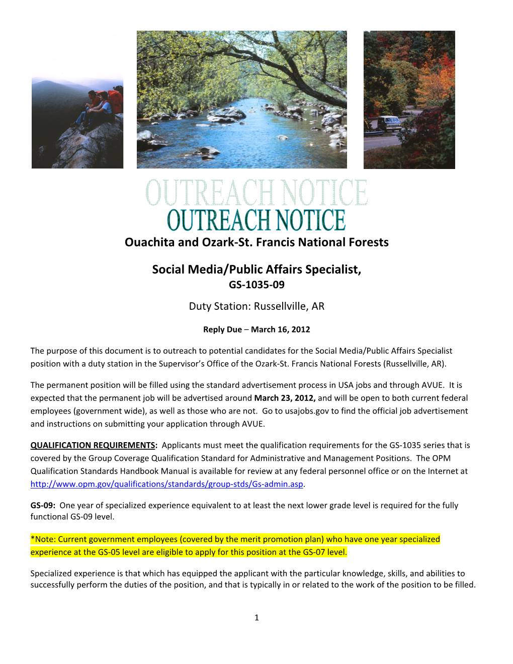 Ouachita and Ozark-St. Francis National Forests Reply Due March 16, 2012