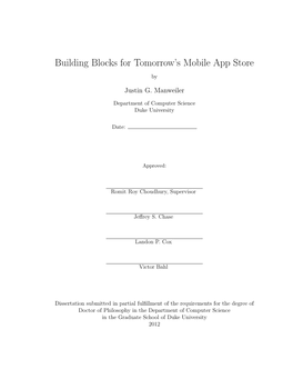 Building Blocks for Tomorrow's Mobile App Store