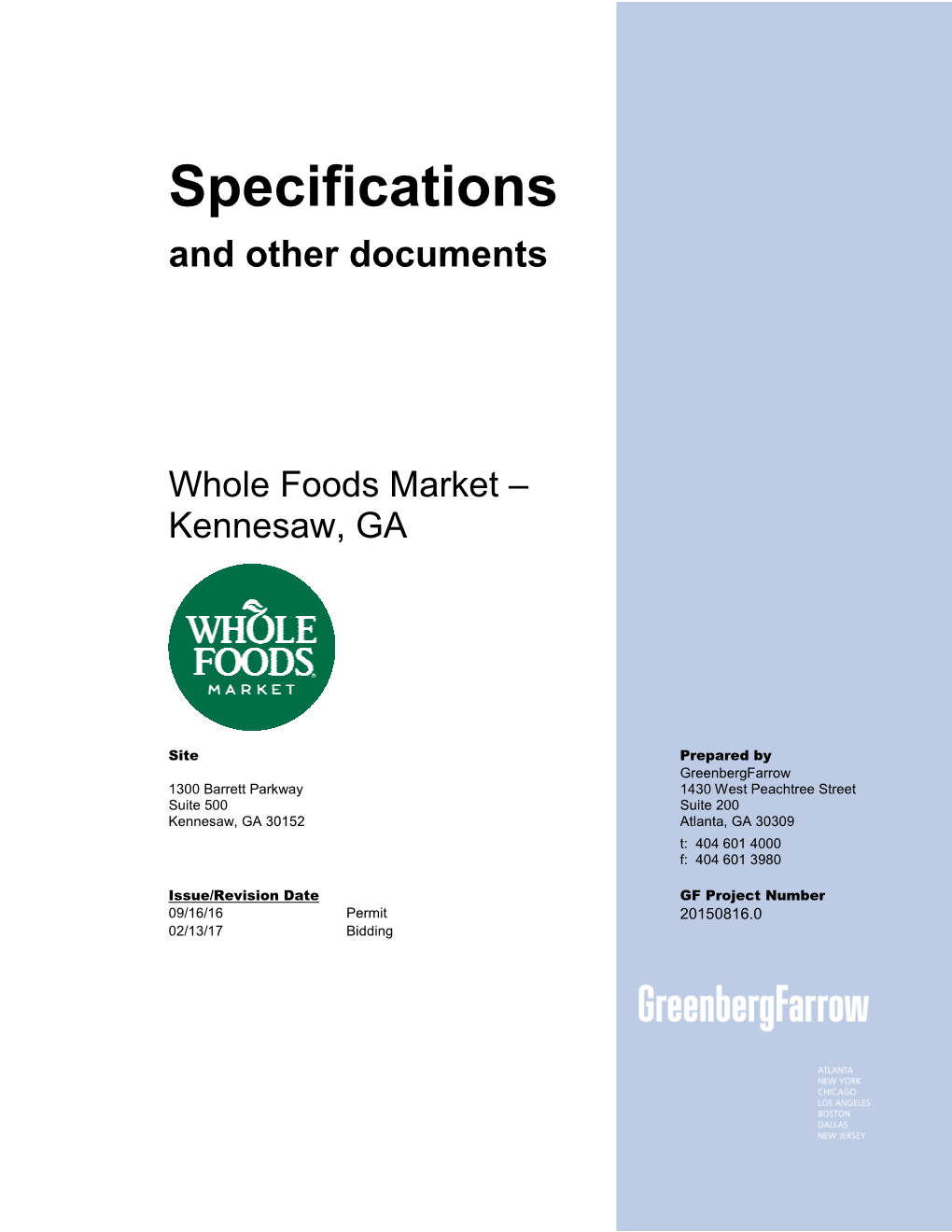 Specifications and Other Documents