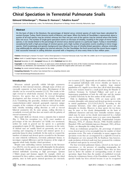 Chiral Speciation in Terrestrial Pulmonate Snails