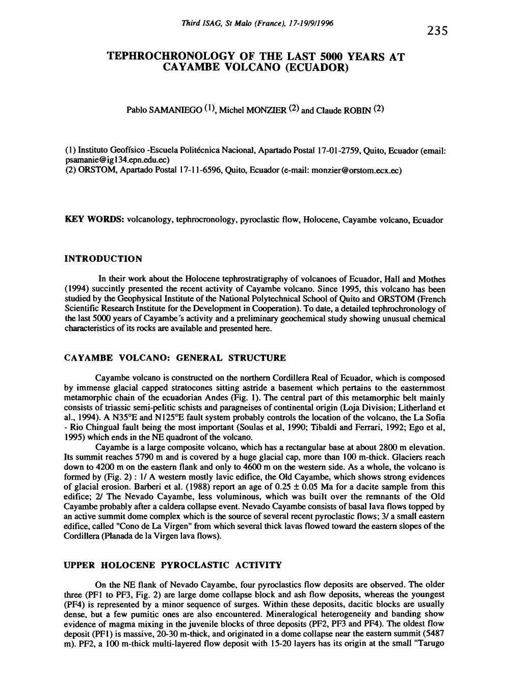 Tephrochronology of the Last 5000 Years at Cayambe Volcano (Ecuador)