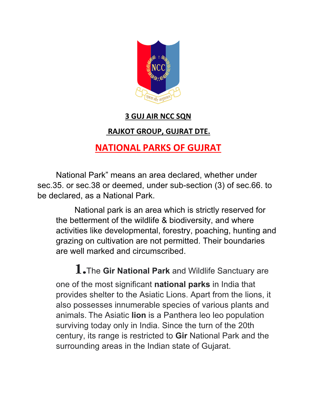 National Parks of Gujrat